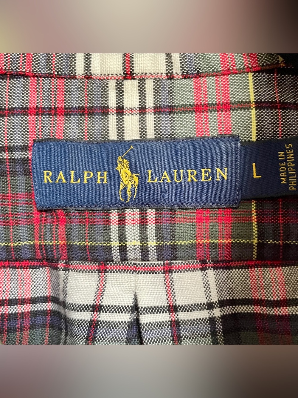 Ralph Lauren Plaid Button Front Shirt Large Classic Cotton EUC Extra Buttons - Picture 6 of 8